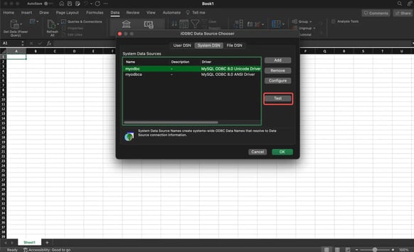 Excel MYODBC